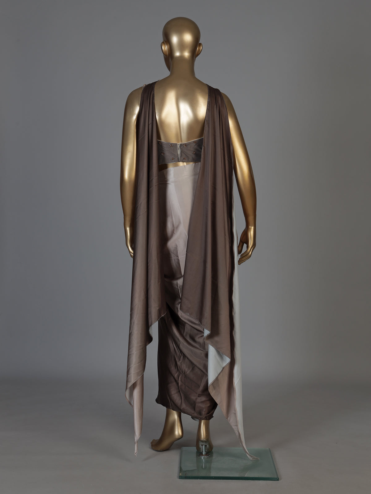 Silver brown women shaded cowl skirt indo western