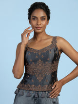 Grey women traditional medallion sharara suit