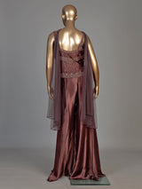 Brown women traditional medallion sharara suit