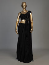 Black women sculpted glam ready to wear saree