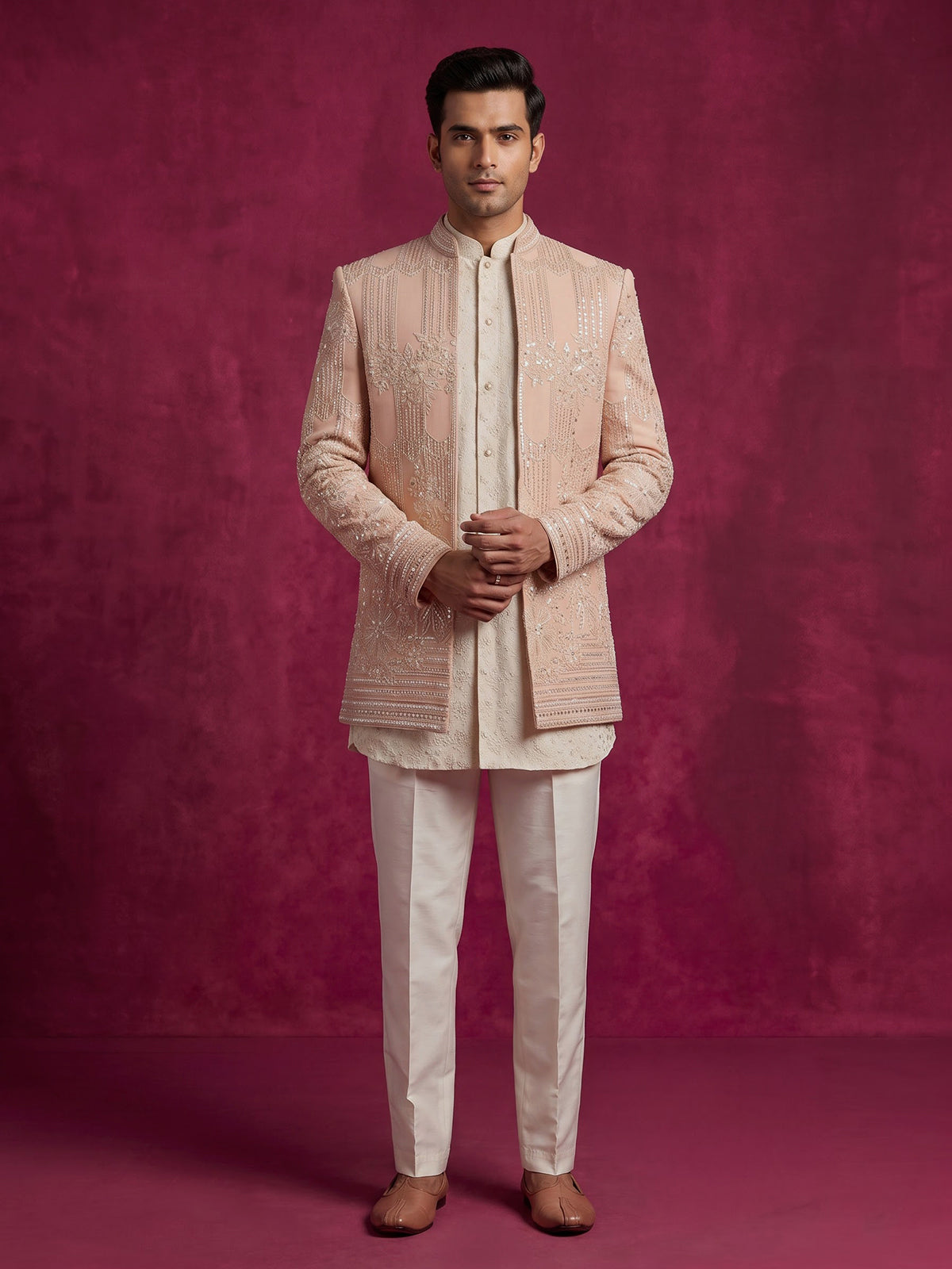 Ivory men chikankari inspired indo western