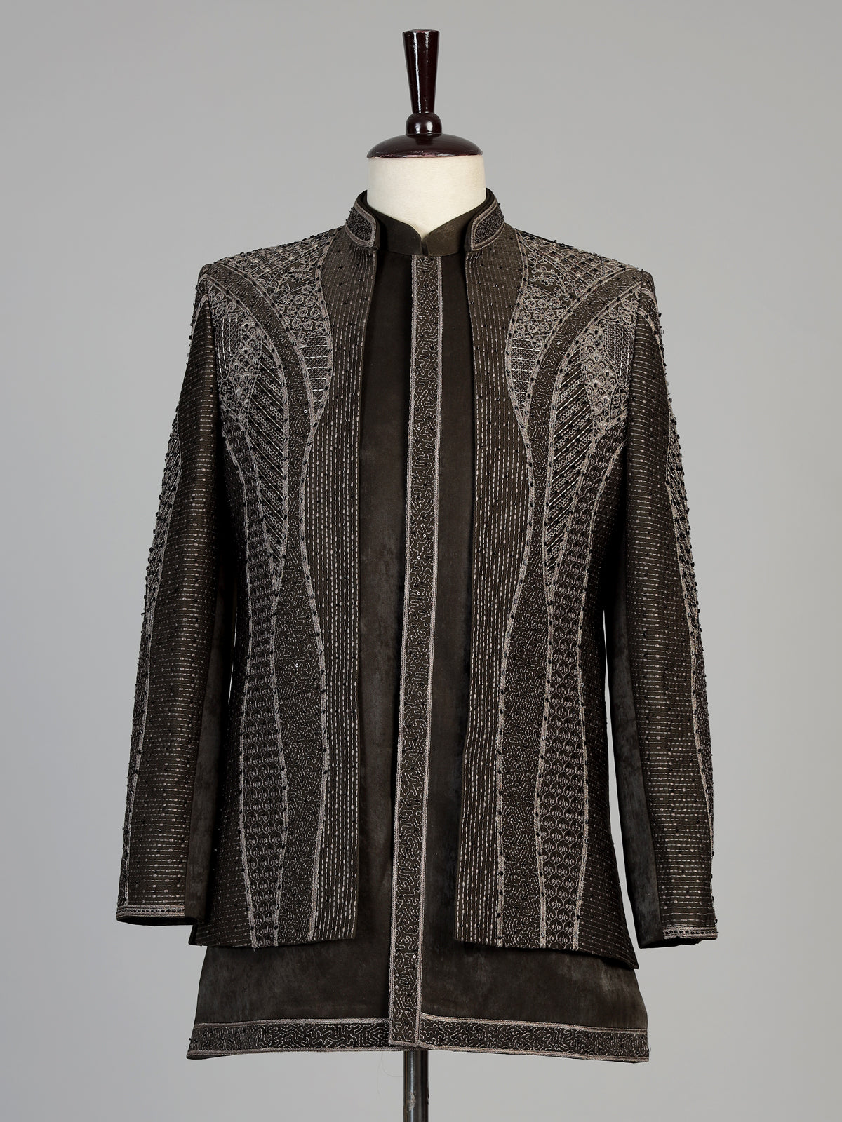 Black men sculpted embellished indo western