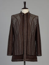 Brown men sculpted embroidered indo western
