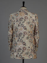 Cream men floral tapestry embroidered indo western