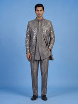 Grey men abstract metallic bandhgala indo western