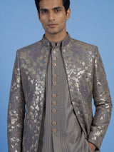 Grey men abstract metallic bandhgala indo western