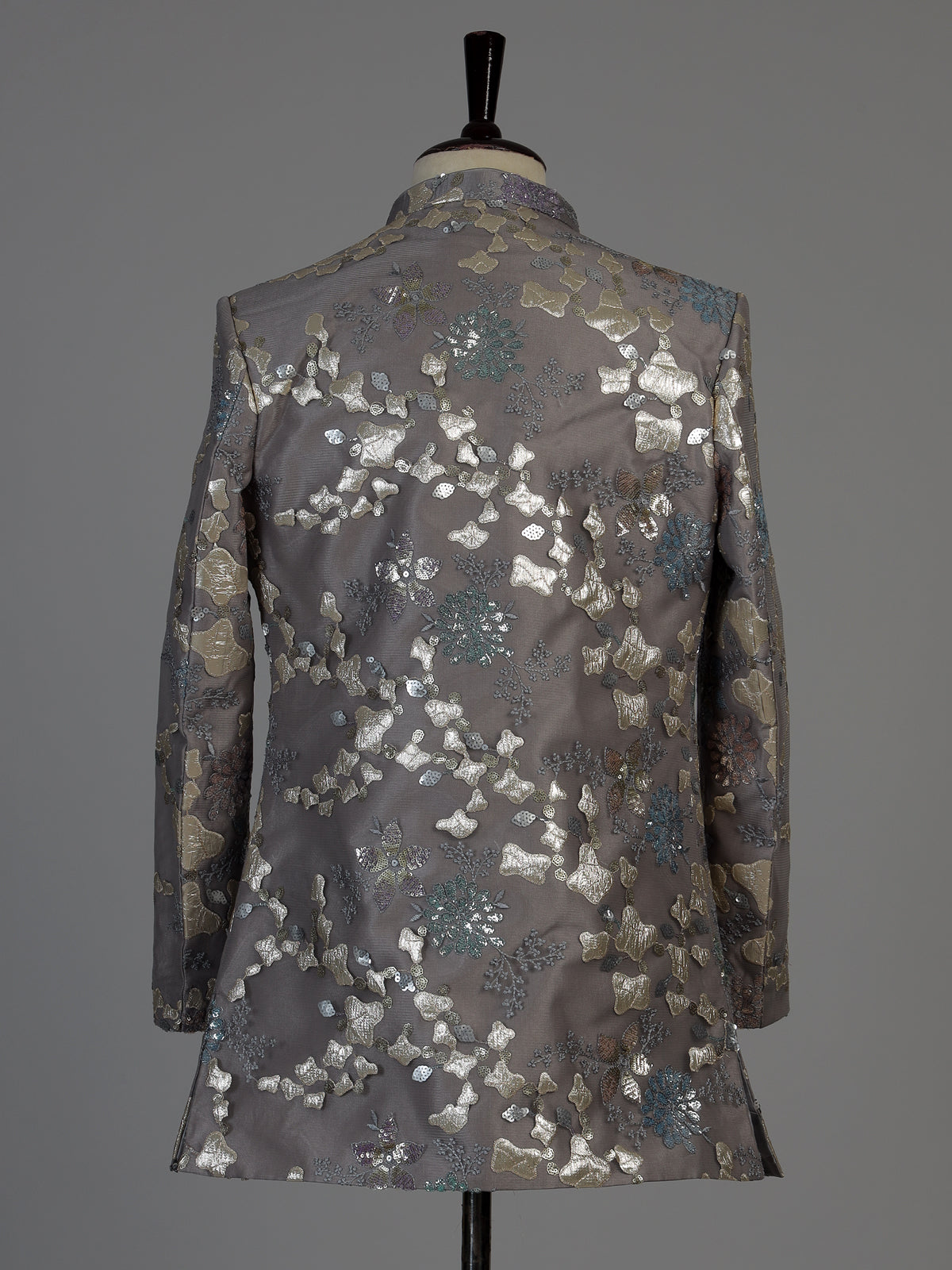 Grey men abstract metallic bandhgala indo western