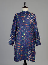 Blue men geometric printed chinese kurta