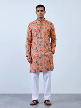 Peach men kalka floral kurta suit