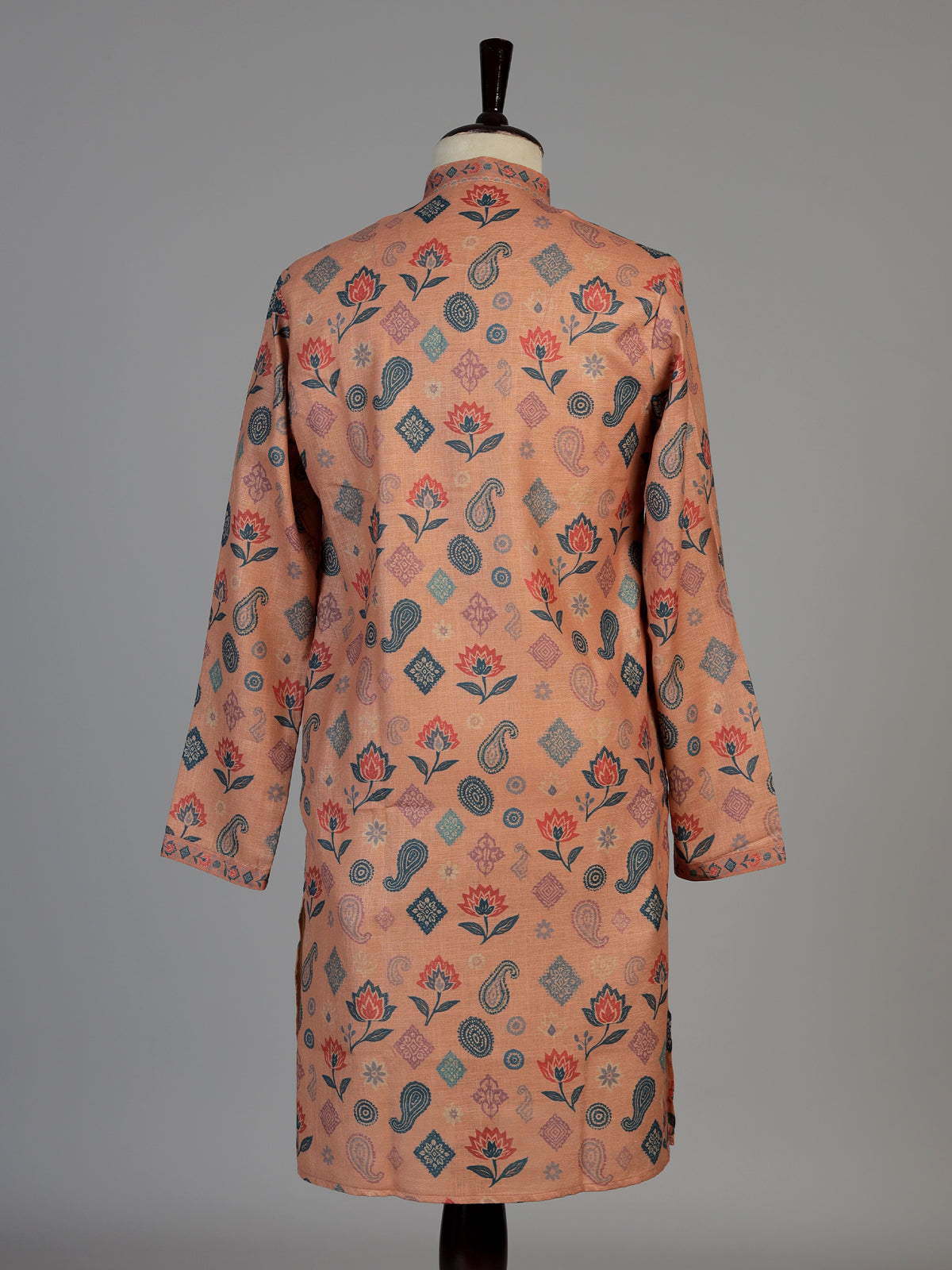 Peach men kalka floral kurta suit