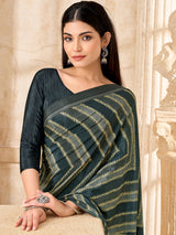 Black leheriya printed crepe silk saree