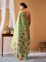 Green premium woven tissue silk saree