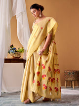 Mehendi light green floral tissue silk saree