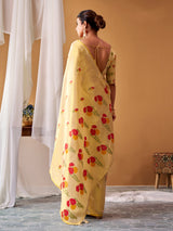 Mehendi light green floral tissue silk saree