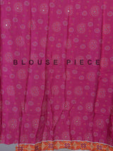 Rani pink silk unstitched lehenga choli with patola artistry
