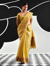 Green elegant tissue silk zari saree