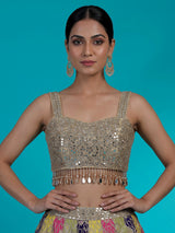 Multicolour silk lehenga choli with vibrant gota aabla craftsmanship