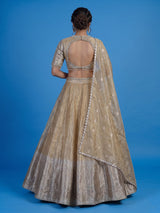 Golden silk lehenga choli with zardosi gota and zari embellishments