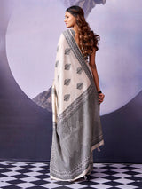 Charming off white designer cotton saree women