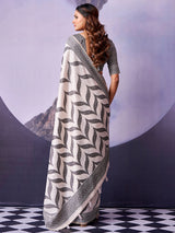 Heritage off white printed cotton saree women