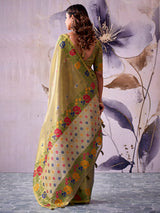 Royal green designer tissue silk saree women