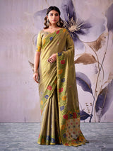 Royal green designer tissue silk saree women