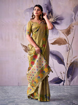 Royal green designer tissue silk saree women