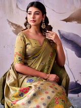 Royal green designer tissue silk saree women