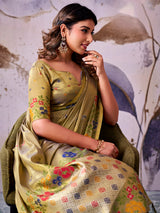 Royal green designer tissue silk saree women