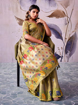 Royal green designer tissue silk saree women