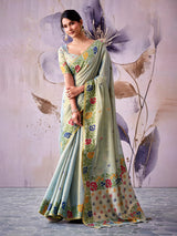 Regal powder blue tissue silk saree women