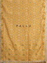 Mustard yellow soft silk saree with vibrant patola printed elegance