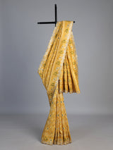 Mustard yellow soft silk saree with vibrant patola printed elegance