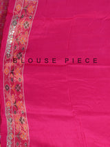 Rani pink soft silk saree with vibrant ikat printed elegance