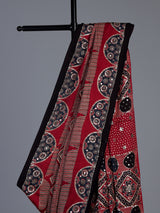 Maroon crepe silk saree with elegant sequin printed artistry