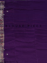 Purple soft silk saree with shimmering ikat printed embellishments