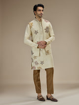 Beige silk waistcoat set for stunning wedding celebration