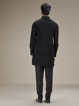 Royal black polyester waiscoat set