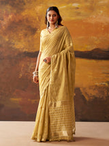 Olive woven modal cotton festive saree