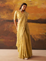 Olive woven modal cotton festive saree