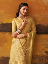 Olive woven modal cotton festive saree