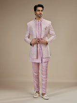 Pink men floral bandhgala indo western