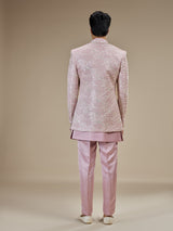 Pink men floral bandhgala indo western