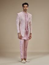 Pink men floral bandhgala indo western