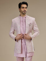Pink men floral bandhgala indo western