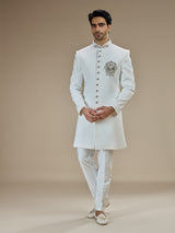 Off white men peacock crest indo western