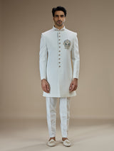 Off white men peacock crest indo western