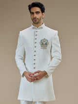 Off white men peacock crest indo western