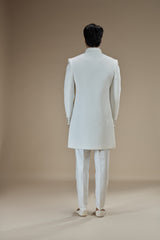 Off white men peacock crest indo western