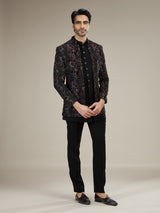 Black men botanical velvet indo western